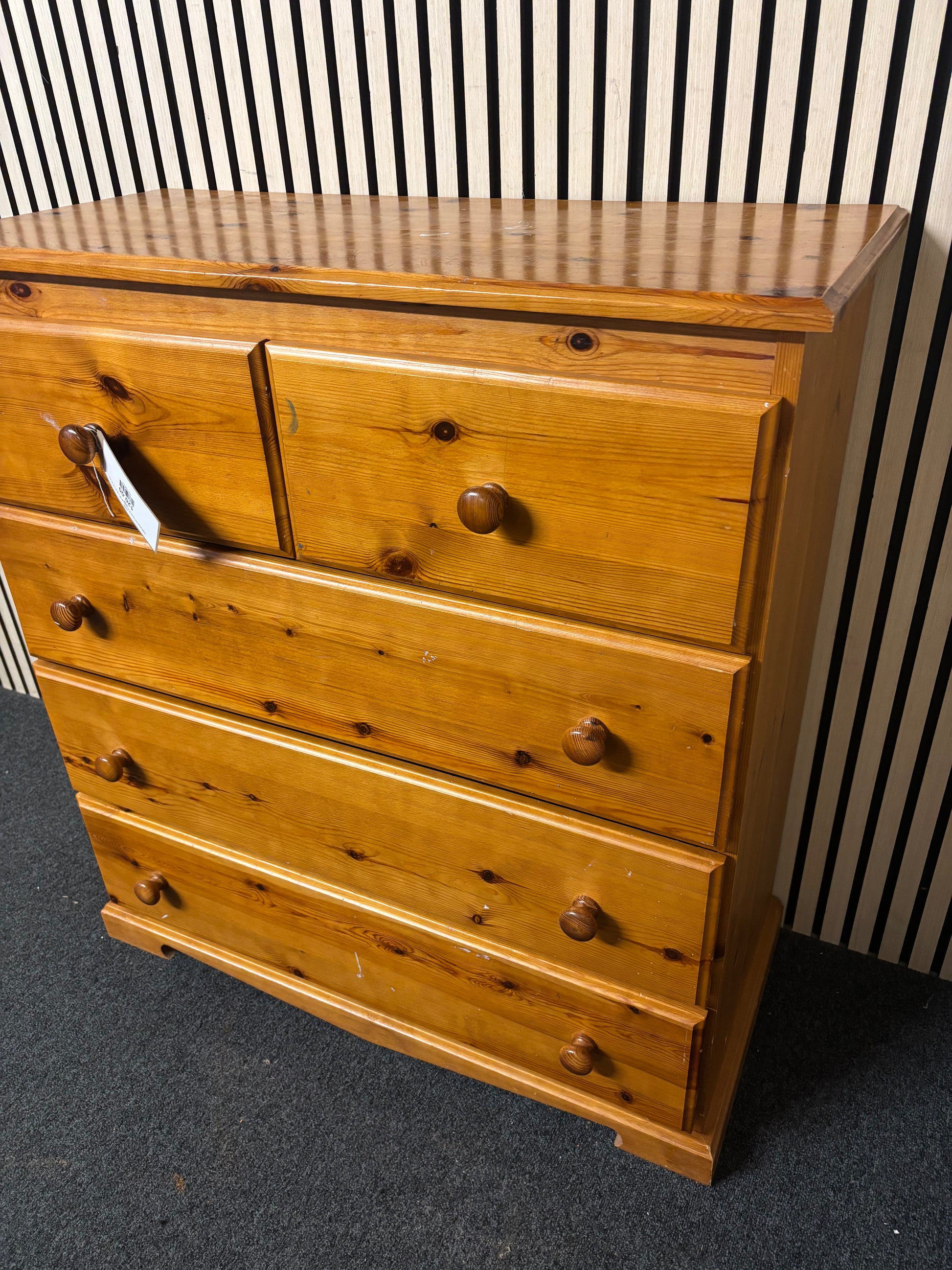 Solid pine 3+2 chest of drawers (H 98 x W 93 x D 40 cm) 43640