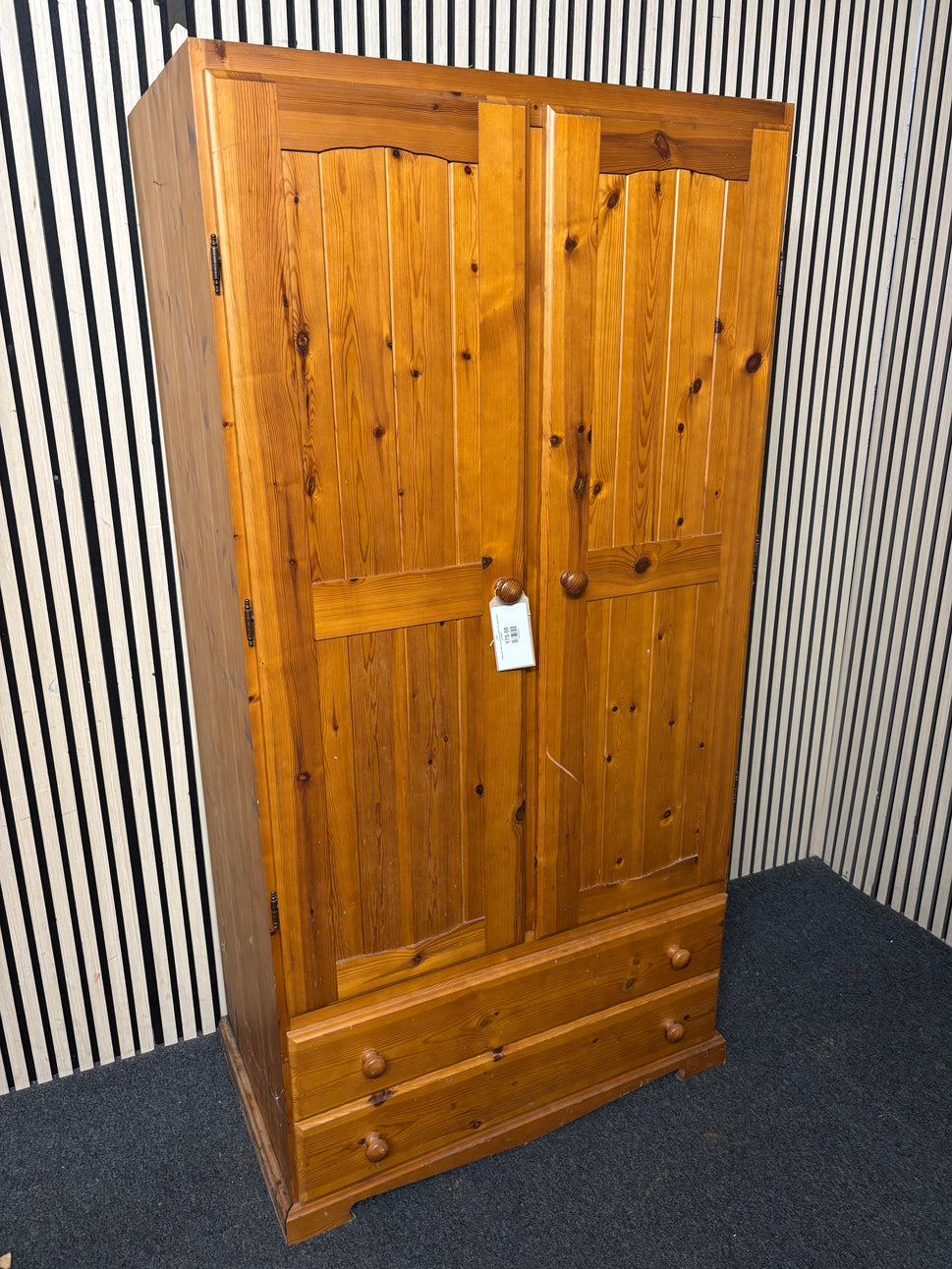 Solid pine 2 door 2 drawer wardrobe (H 177 x W 89 x D 51 cm) 43641