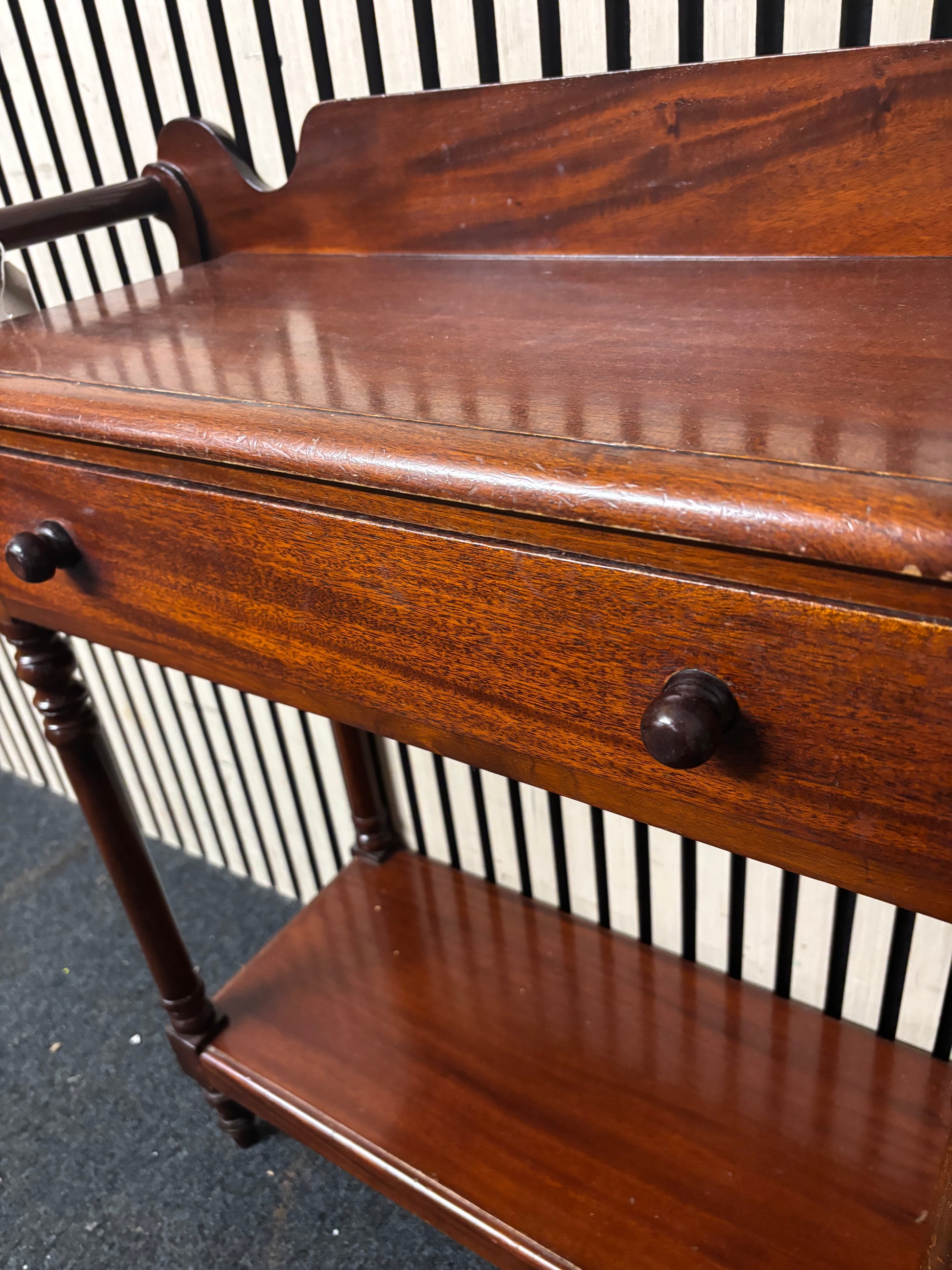 Solid mahogany 1 drawer hall table with handles 43649