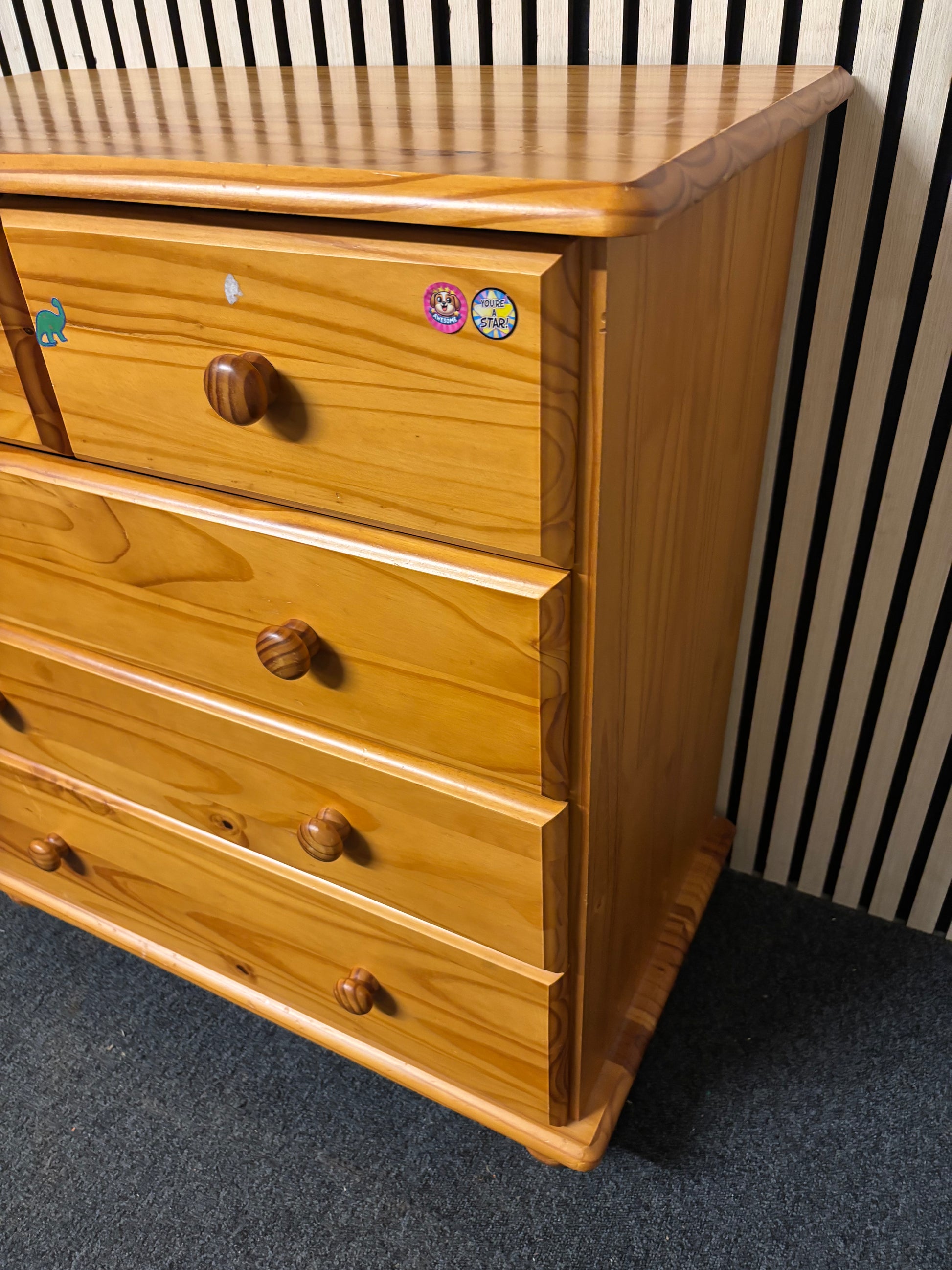 3+2 solid pine chest of drawers (H 83 x W 81 x D 43 cm) 43660