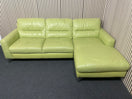 Modern lime green leather corner sofa with right-hand chaise lounge. (L 250 x W 160 cm)  44807