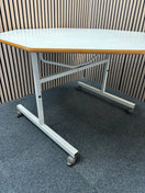Switch 1200mm 50 pence octagonal tilt top grey formica top table on metal frame with castors. Price inc VAT - image 2 2 image