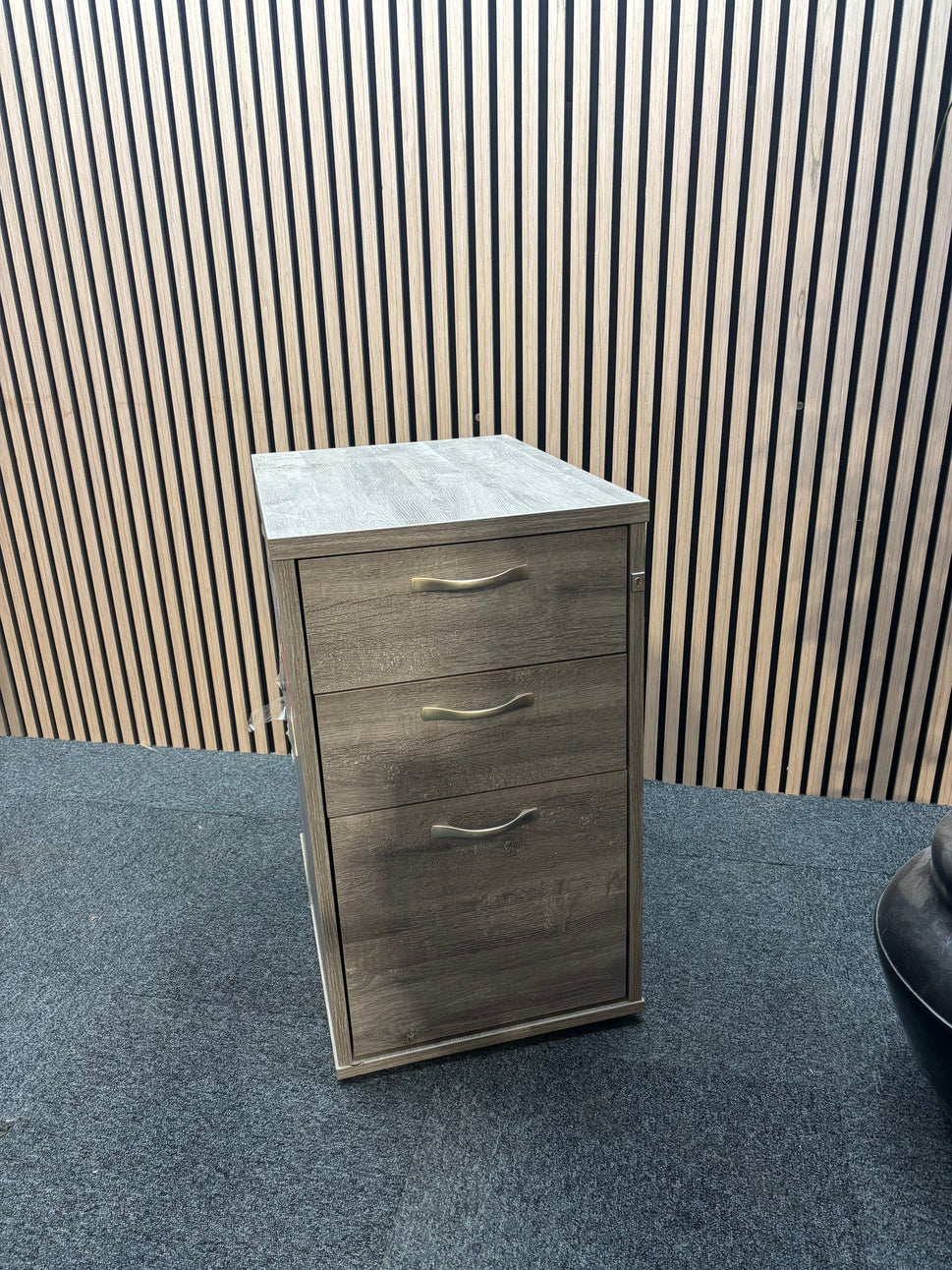 Wooden 600 desk high pedestal  (600mm deep) - Grey Oak