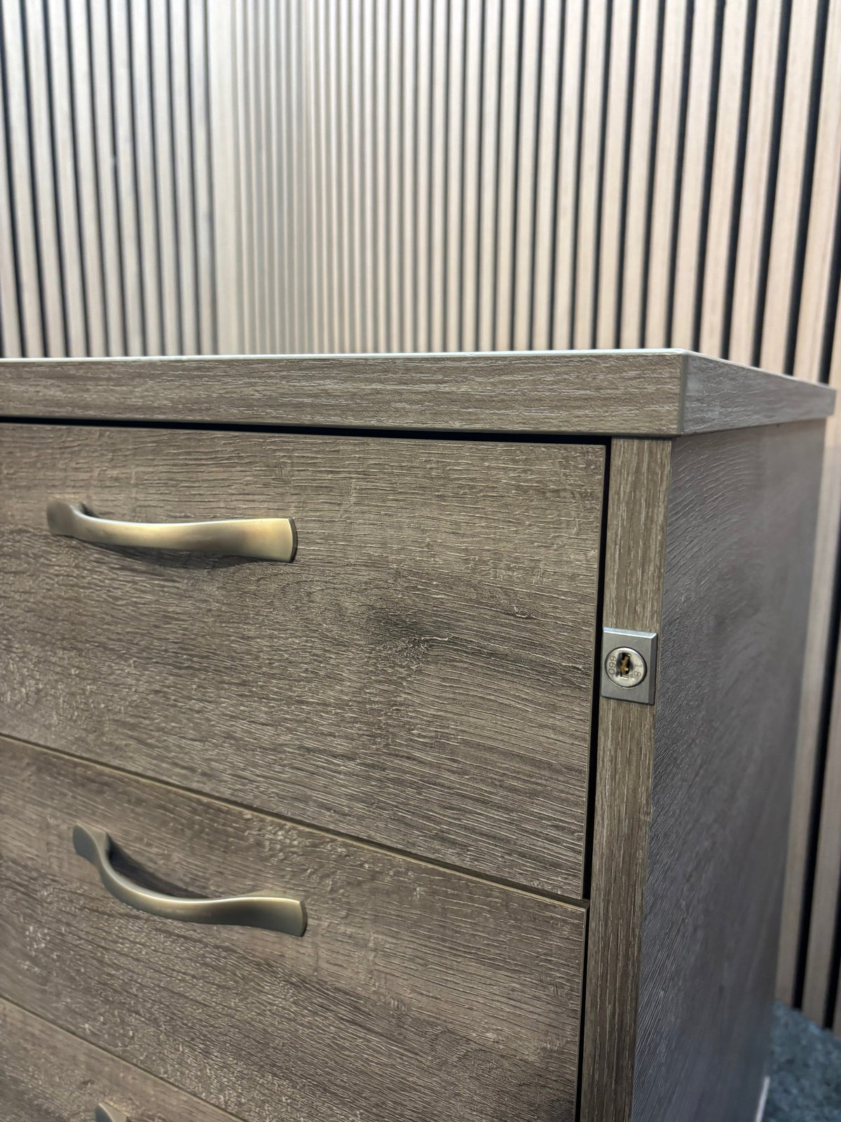 Wooden 600 desk high pedestal  (600mm deep) - Grey Oak