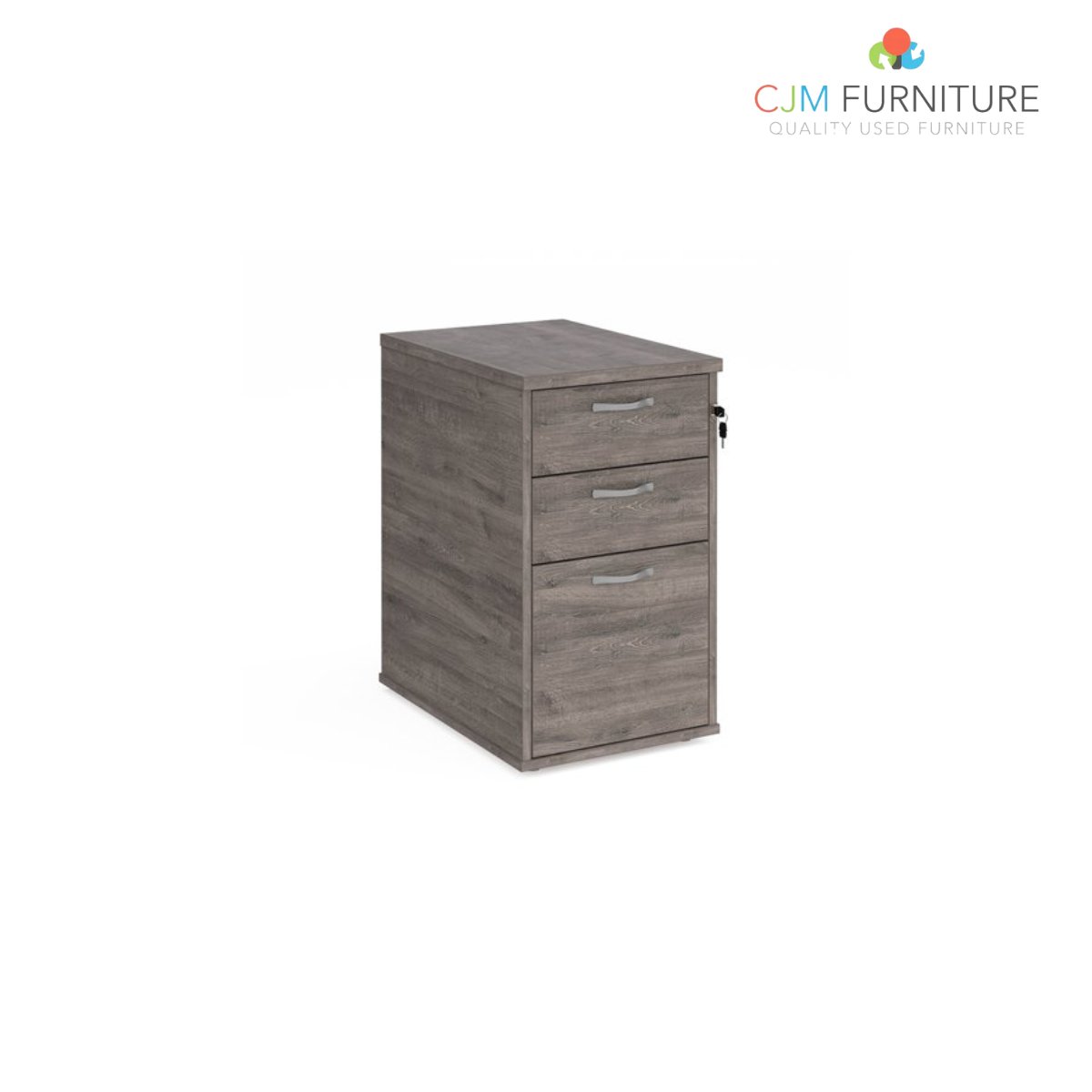 Wooden 600 desk high pedestal  (600mm deep) - Grey Oak