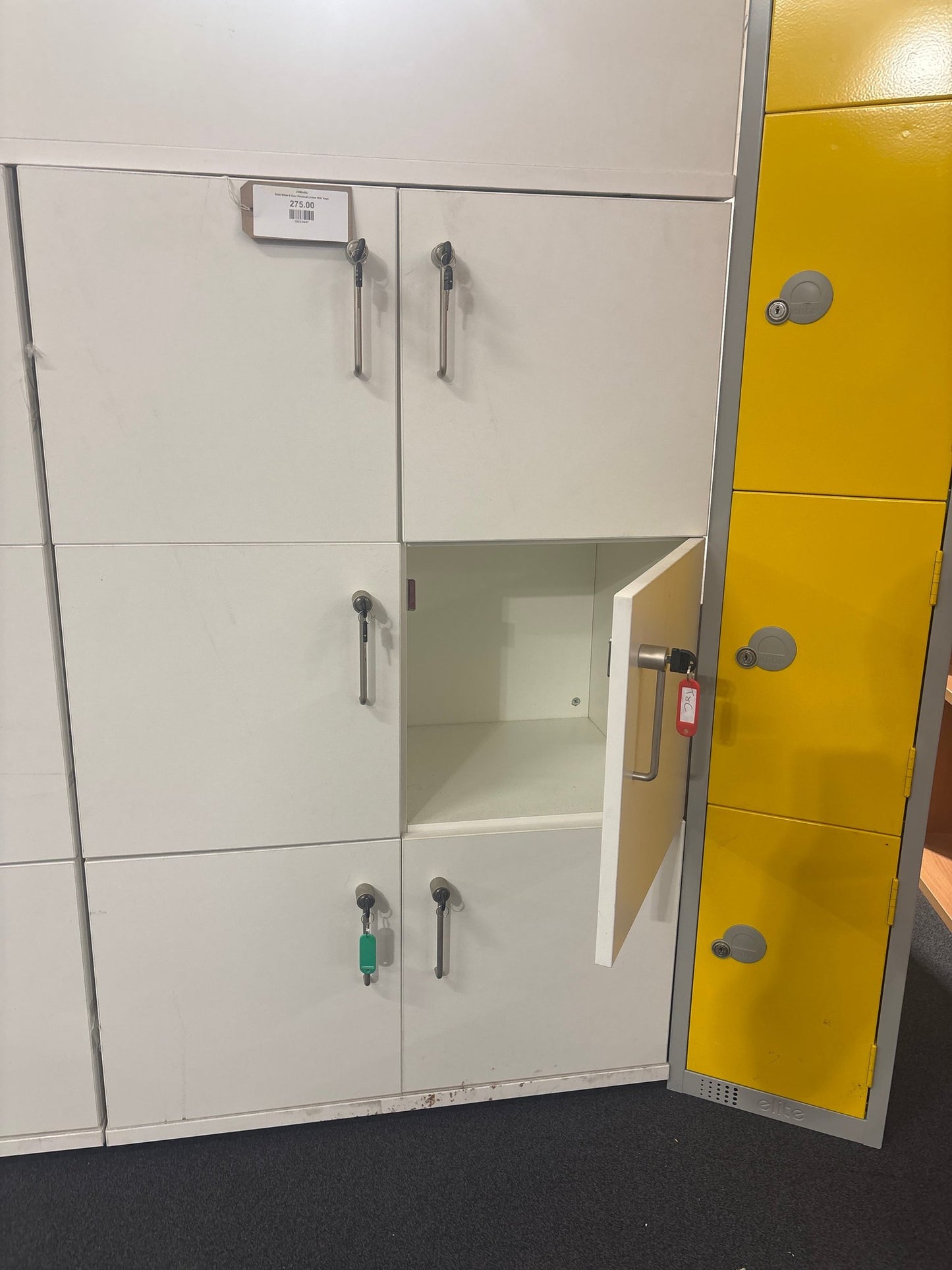 Solid White 6 Door Personal Locker With Keys