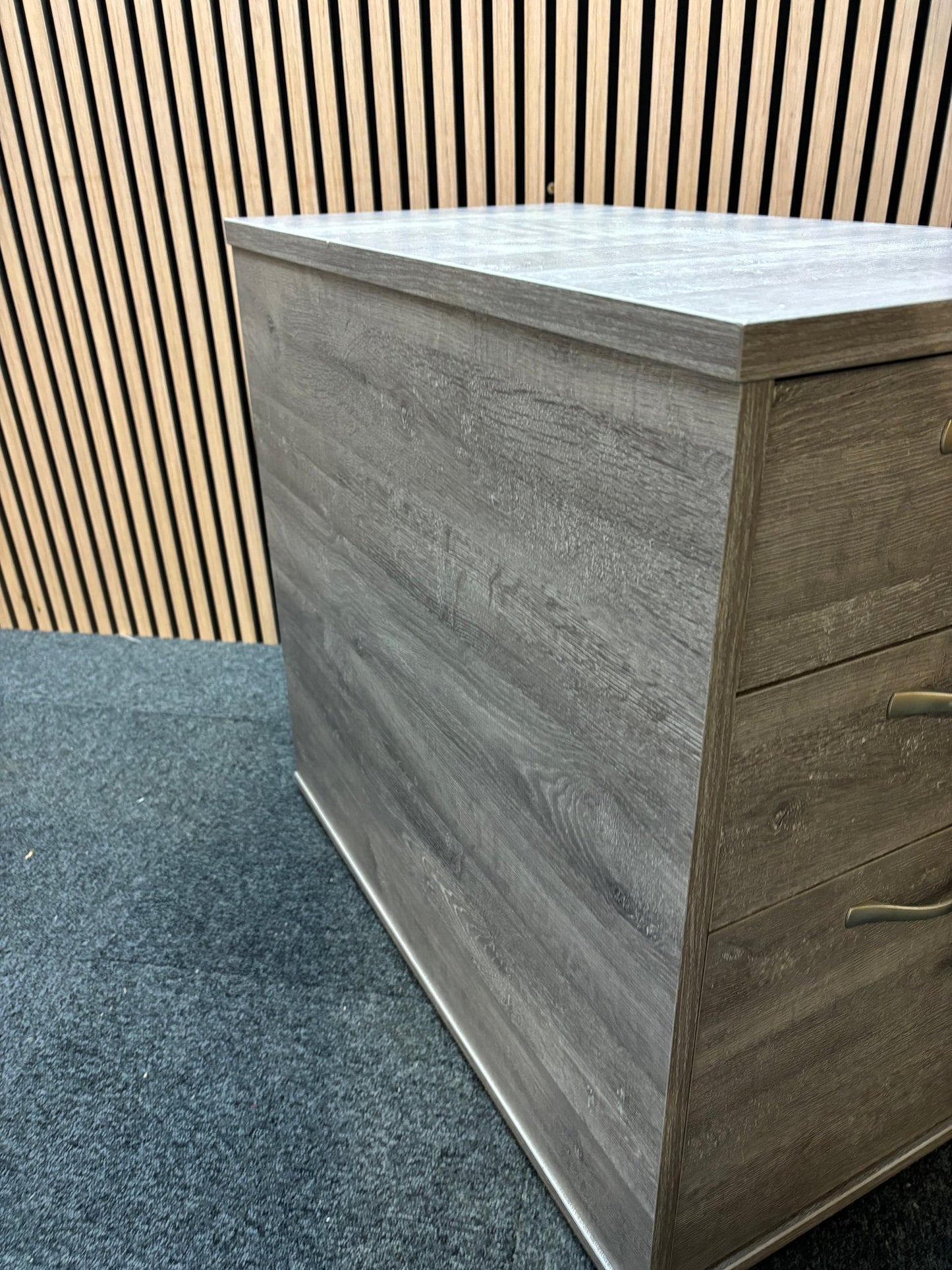 Wooden 800 desk high pedestal  (800mm deep) - Grey Oak