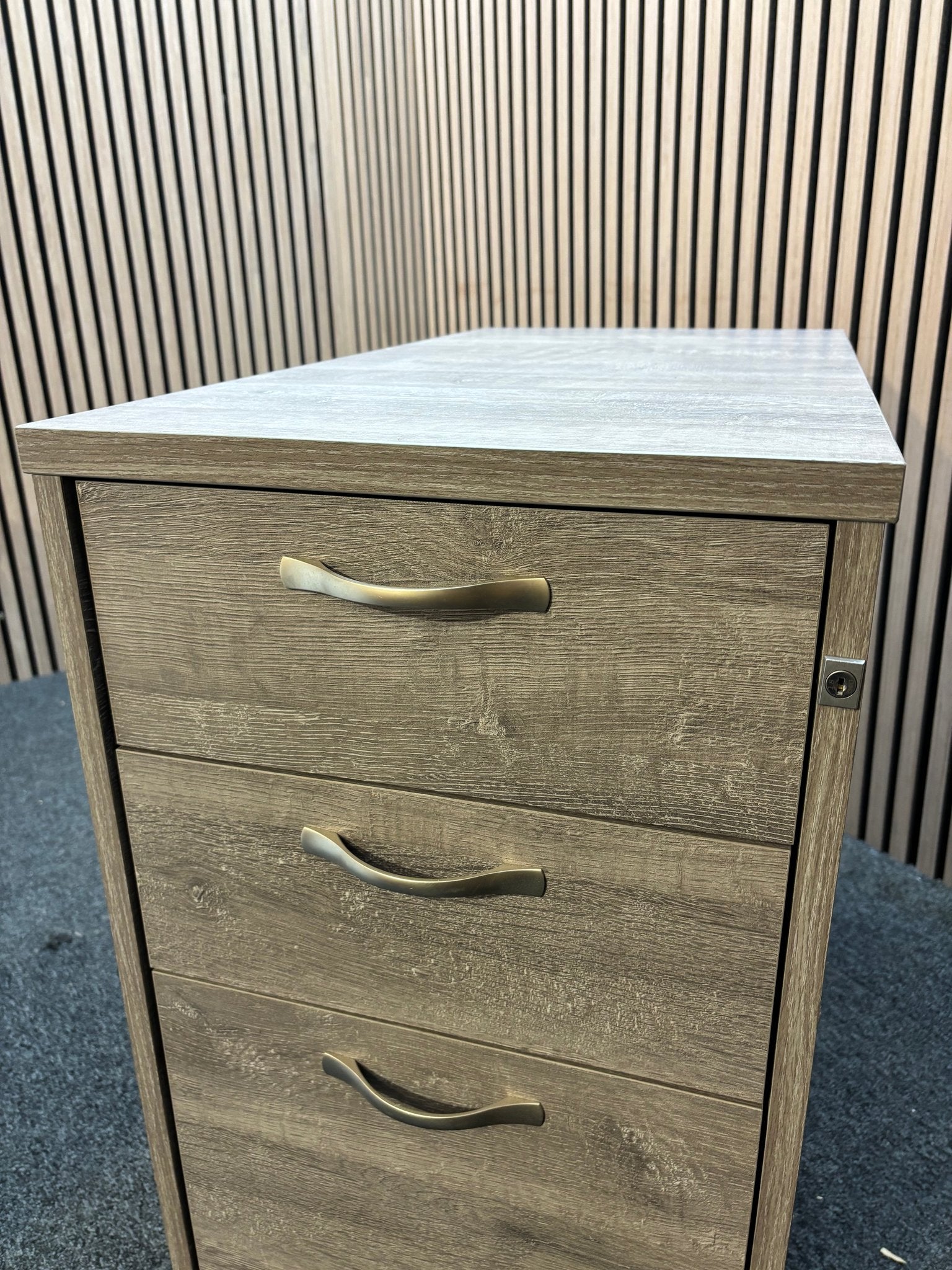 Wooden 800 desk high pedestal  (800mm deep) - Grey Oak