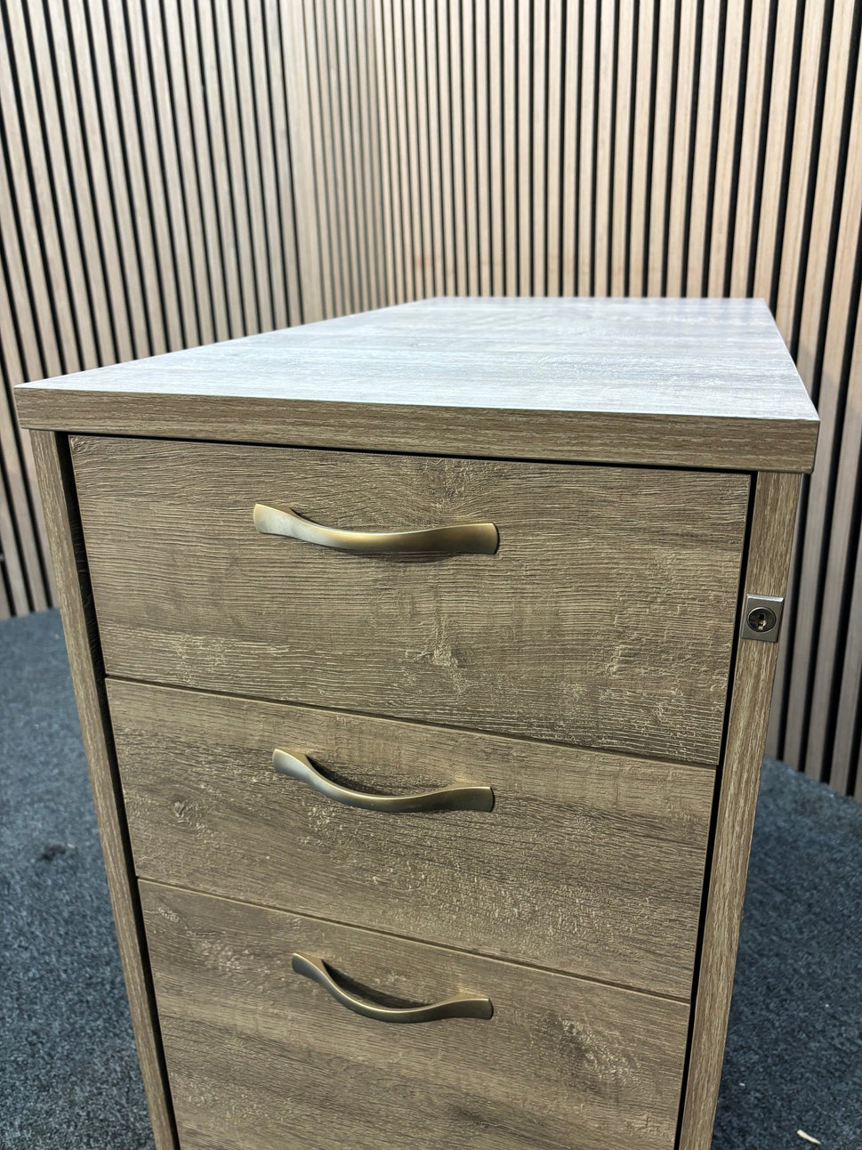 Wooden 800 desk high pedestal  (800mm deep) - Grey Oak