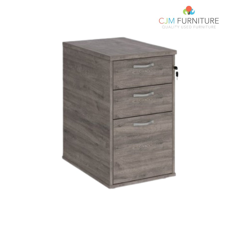 Wooden 800 desk high pedestal  (800mm deep) - Grey Oak