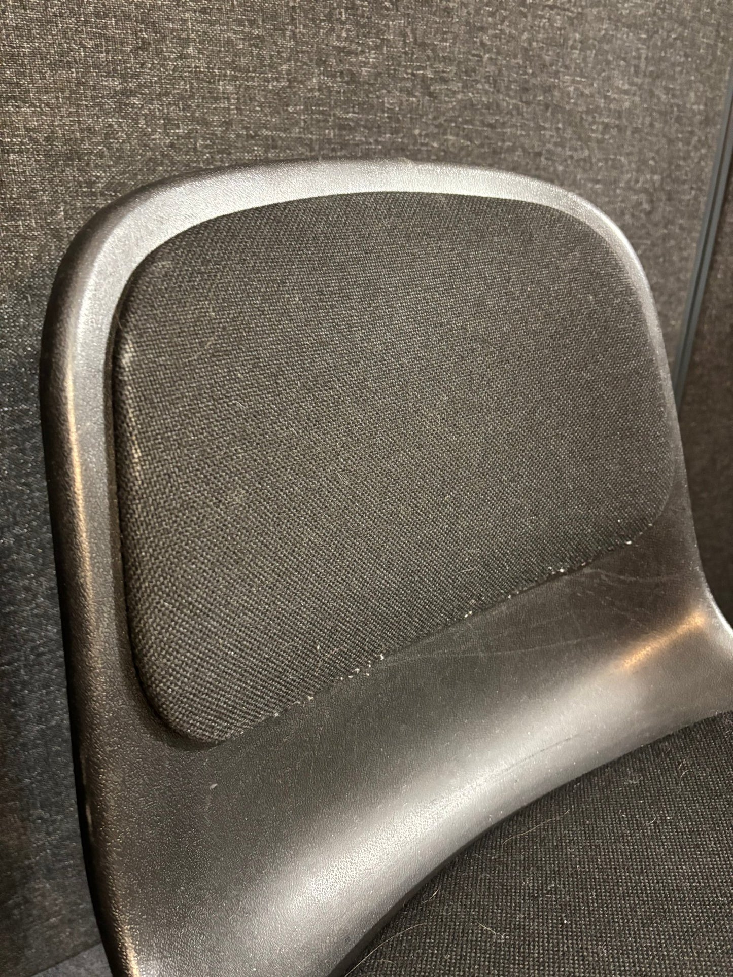 Black chrome framed polyprop stacking chair with black fabric seat LARGE QTY IN STOCK