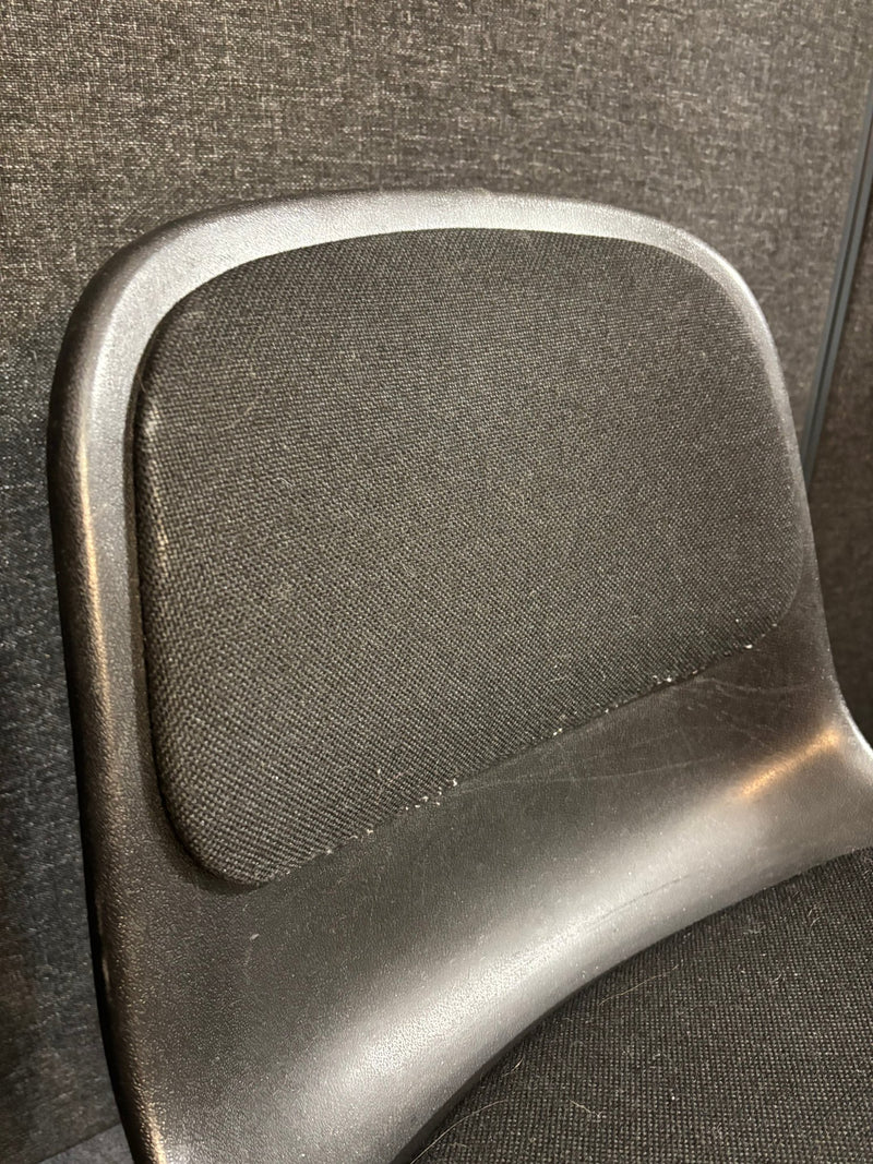 Black chrome framed polyprop stacking chair with black fabric seat LARGE QTY IN STOCK