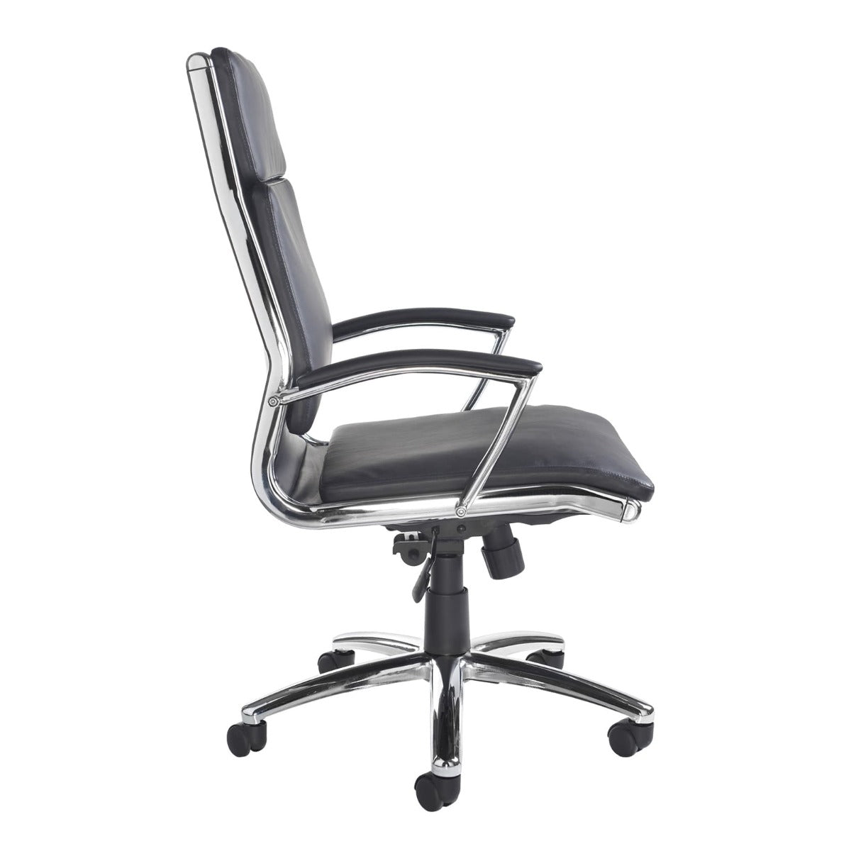 Florence high back executive chair -  black faux leather with fixed arms