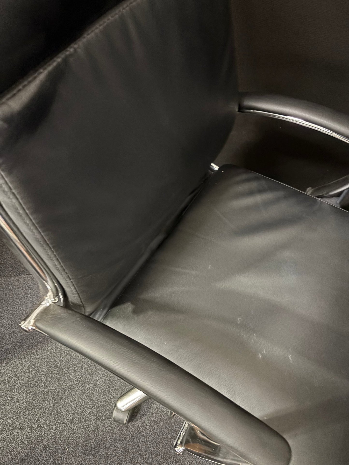 Florence high back executive chair -  black faux leather with fixed arms