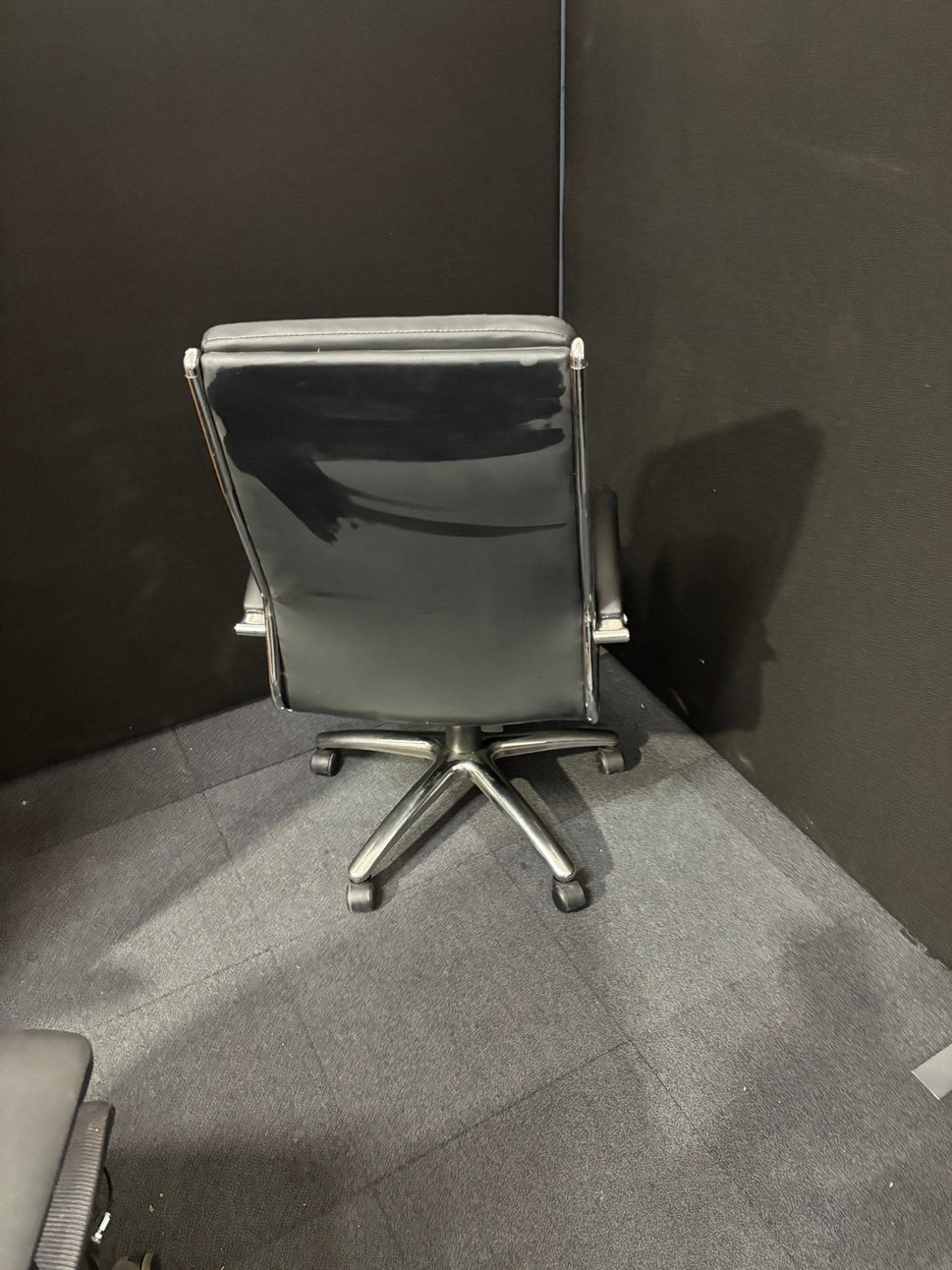 Florence high back executive chair -  black faux leather with fixed arms