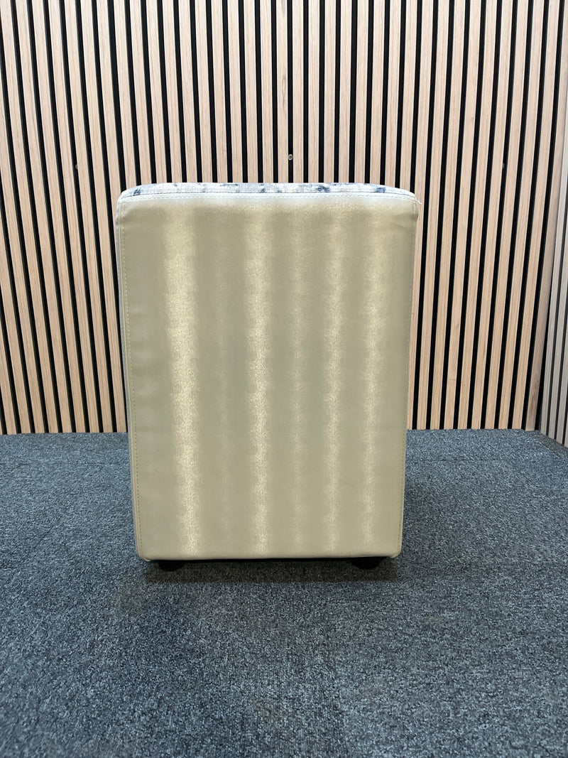 Grey leatherette with pattern fabric top (H 61 x W 43 x D 43 cm)
