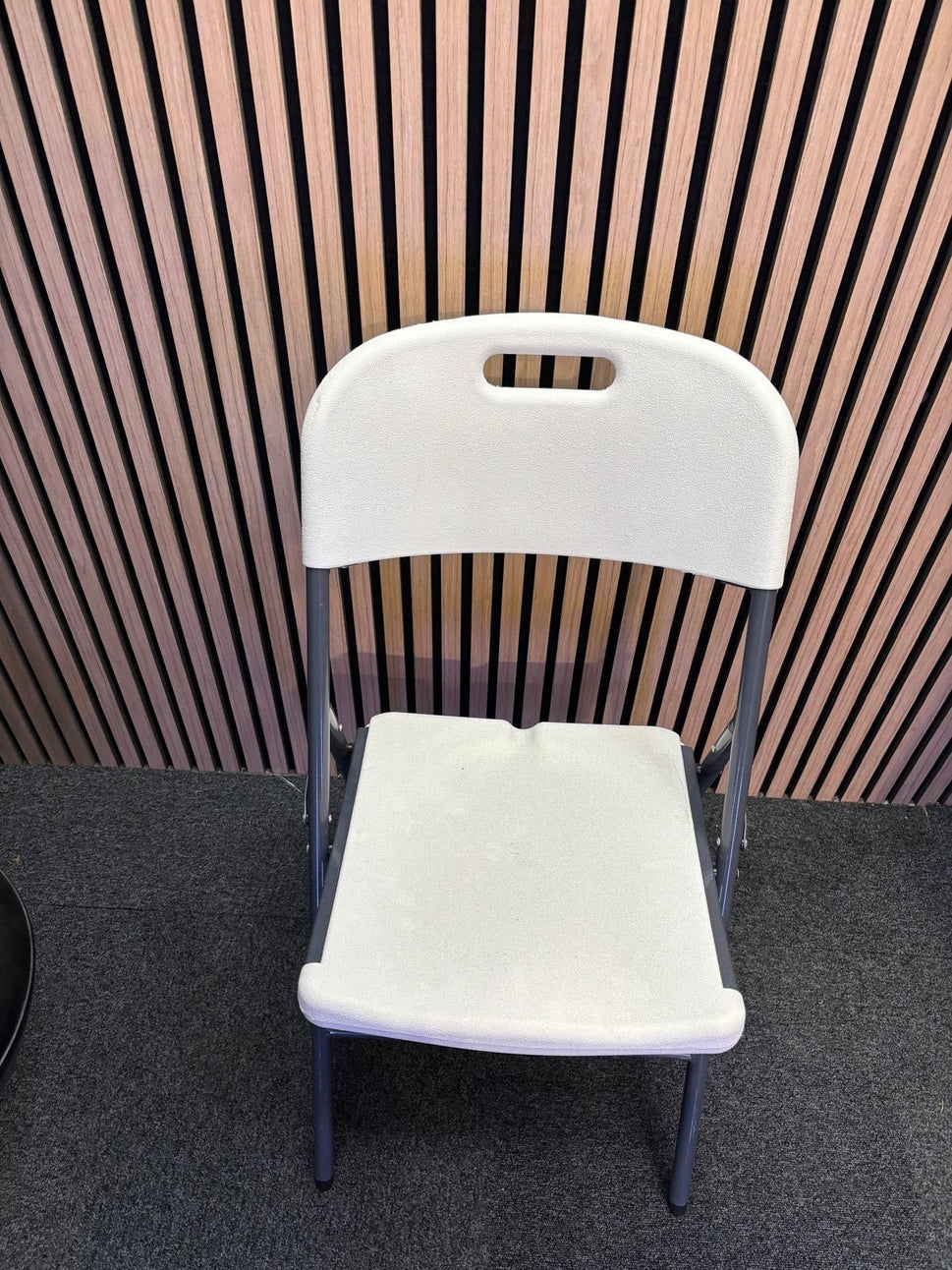 Ex Demo Hebe steel folding chair with blow moulded seat and back in white