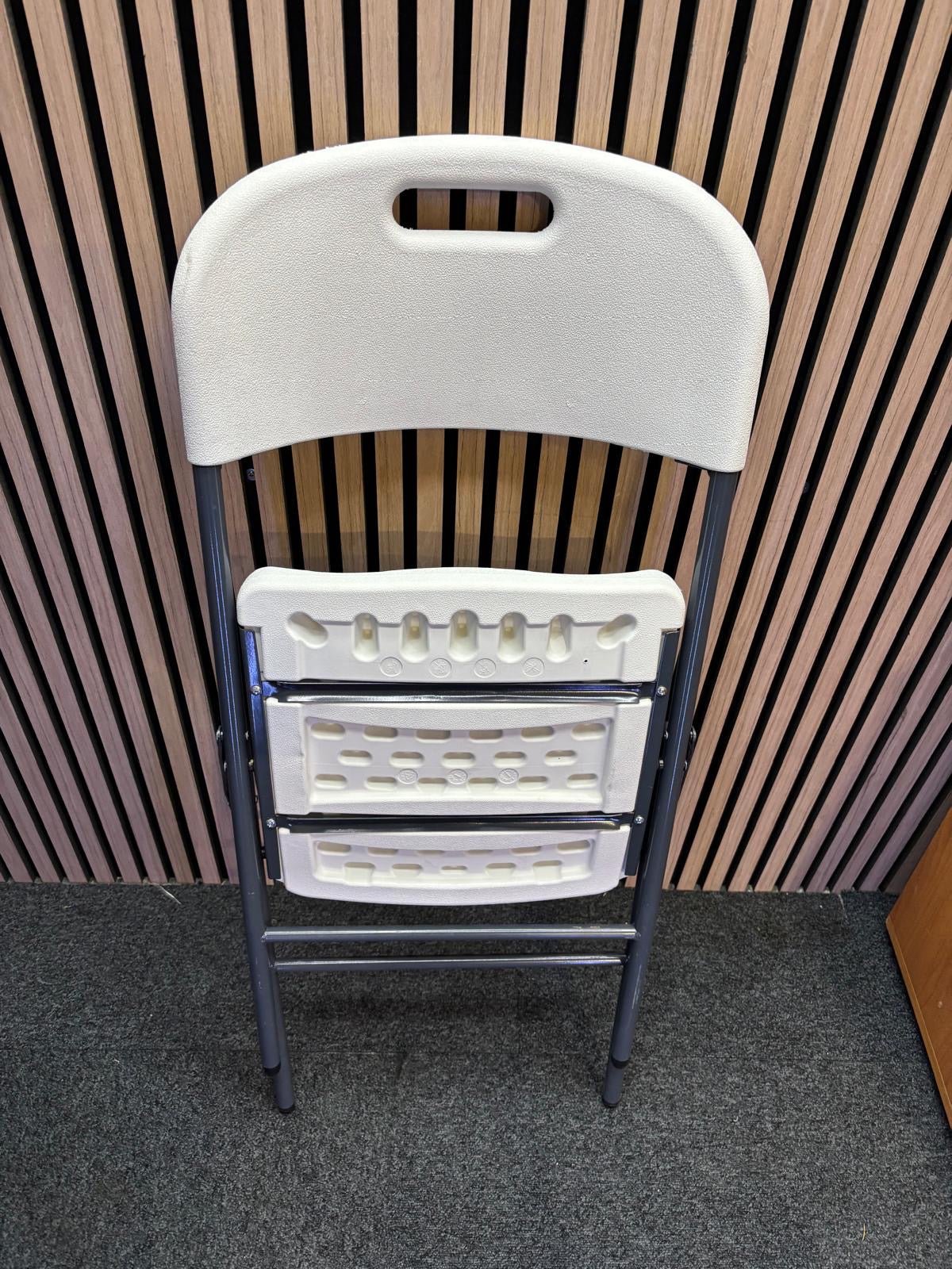 Ex Demo Hebe steel folding chair with blow moulded seat and back in white
