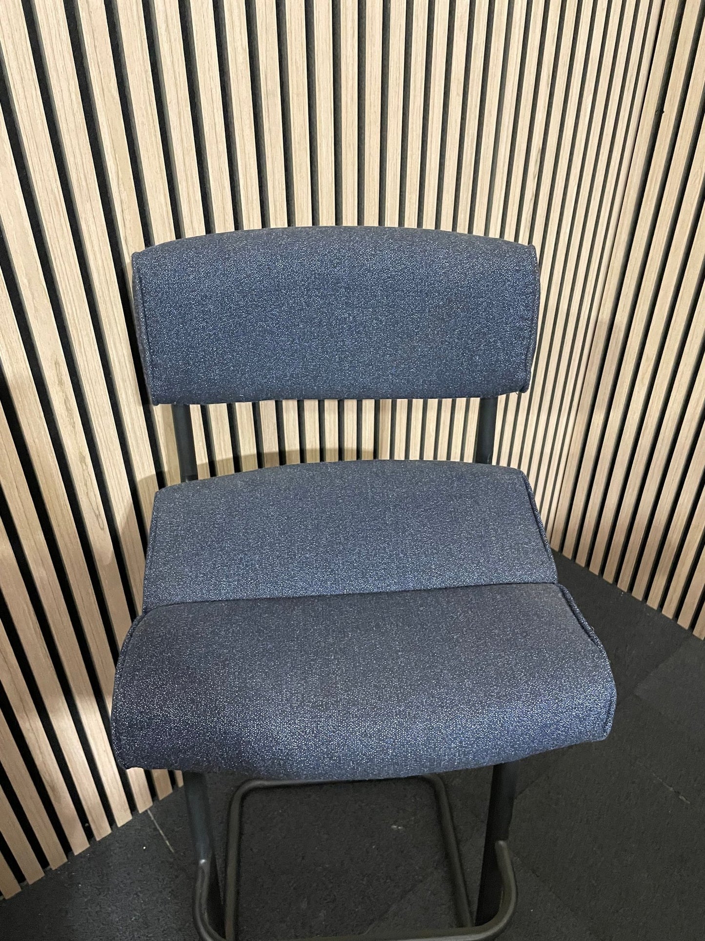 Ex-Demo Highback Navy  Fabric Stool w/ Foot Rest