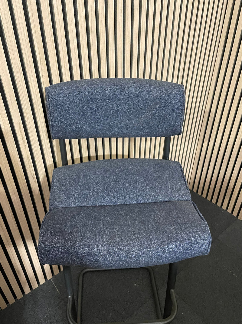 Ex-Demo Highback Navy  Fabric Stool w/ Foot Rest
