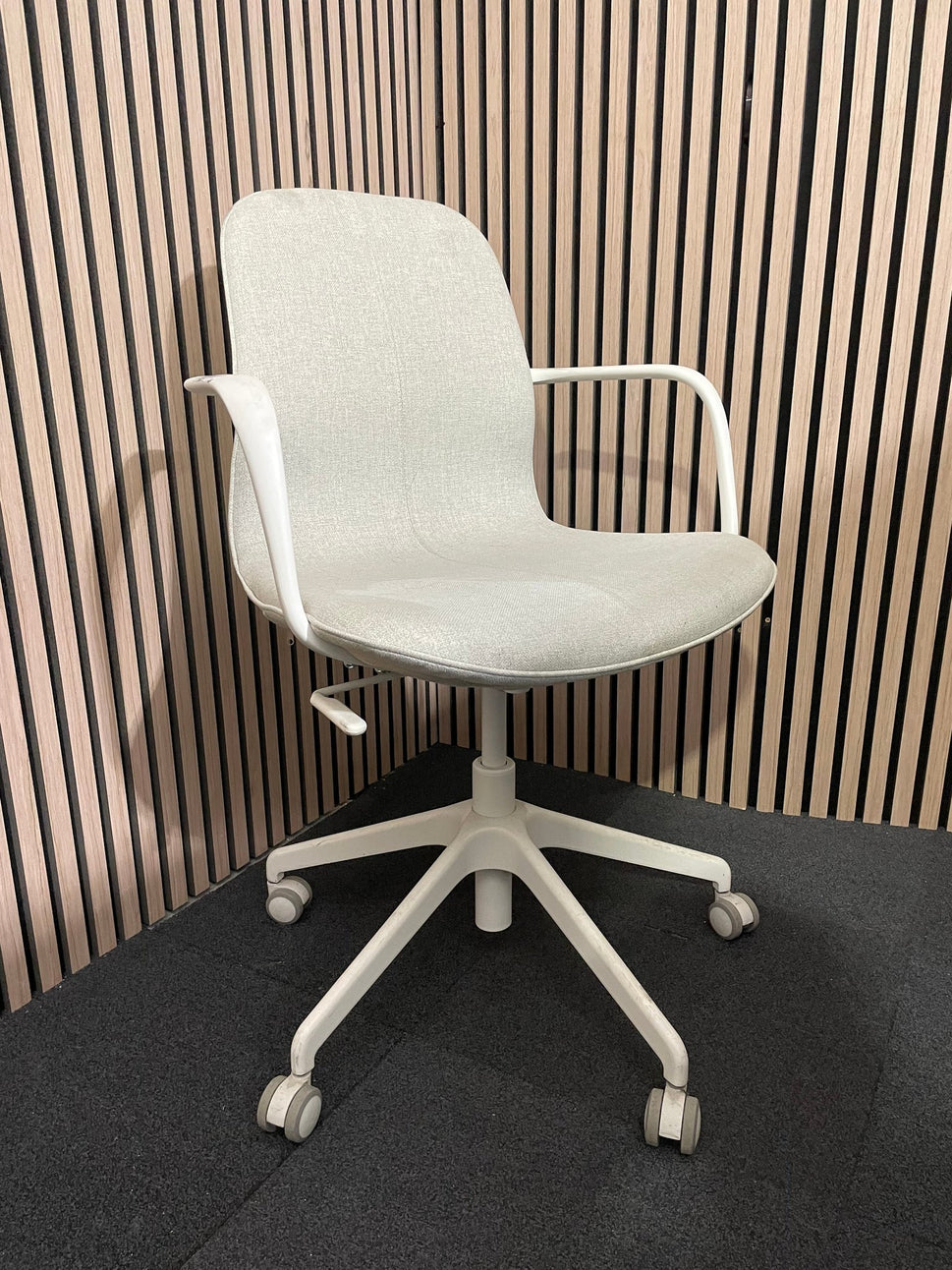 Ikea Style Cream Fabric Swivel Chair