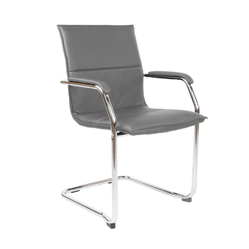 New Essen Grey leatherette chrome framed cantilever meeting chair