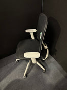 Sway black mesh back adjustable operator chair with black fabric seat, grey frame and base