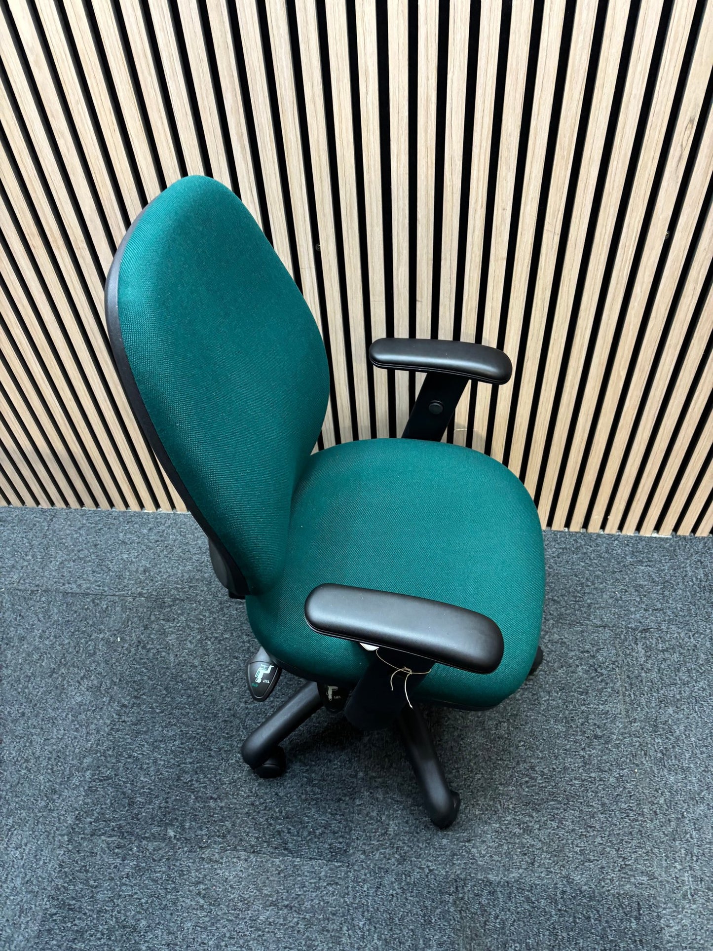 NEW Vantage swivel chairs with height adjustable arms in FOREST GREEN fabric. Only 1 no. in stock