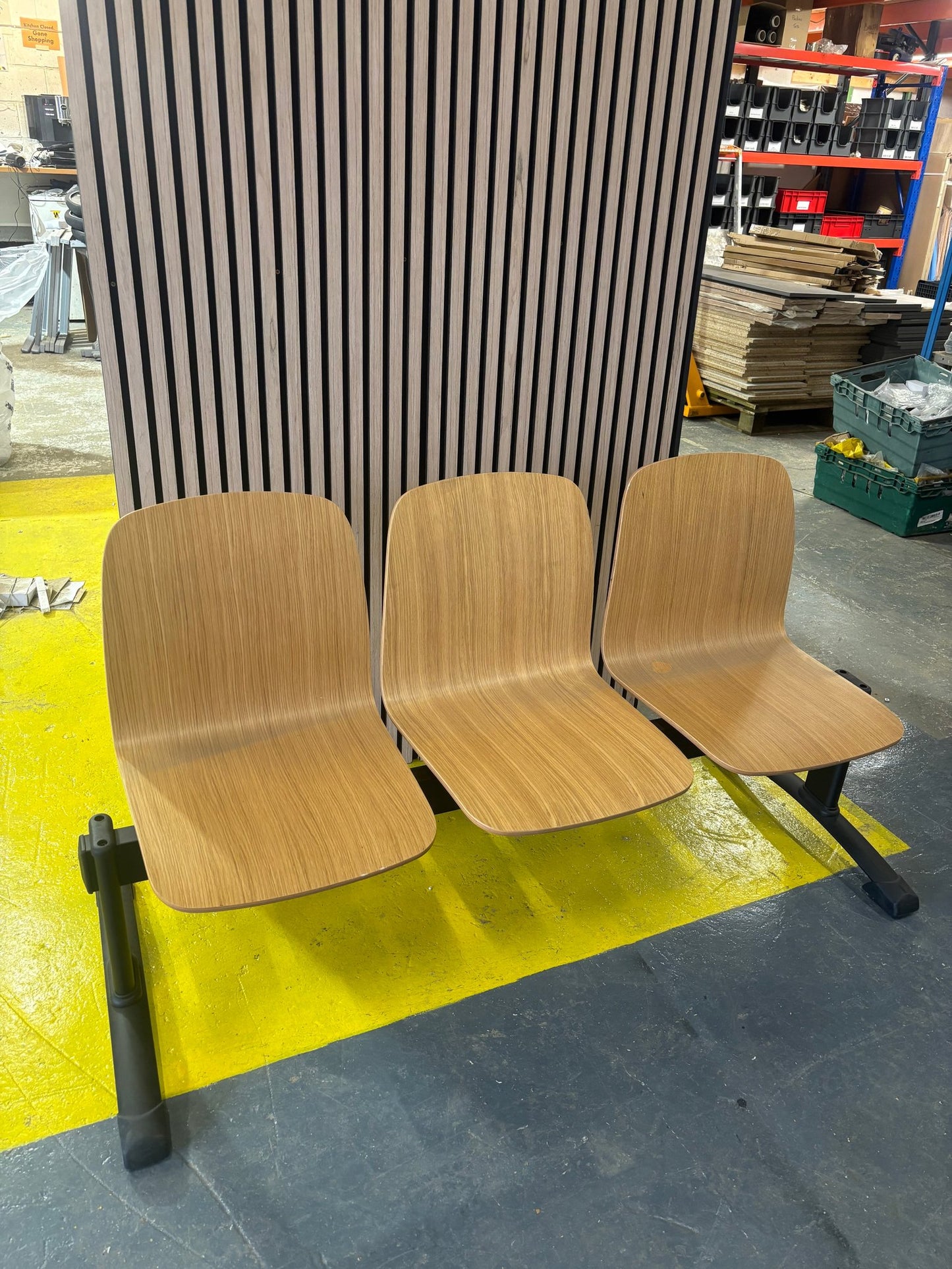 Wooden 3 seater bench with solid frame- no arms