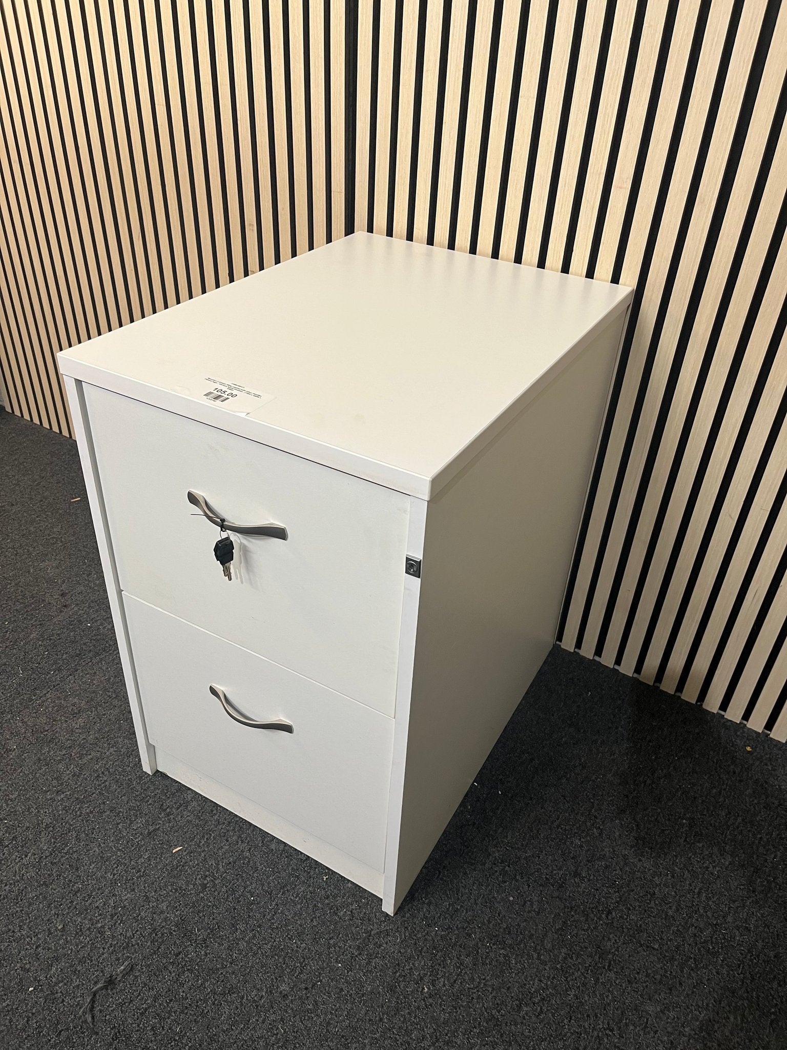 Wooden 2 drawer filing cabinet with silver handles 730mm high - Various wood finishes  (730H x 480W x 650D)