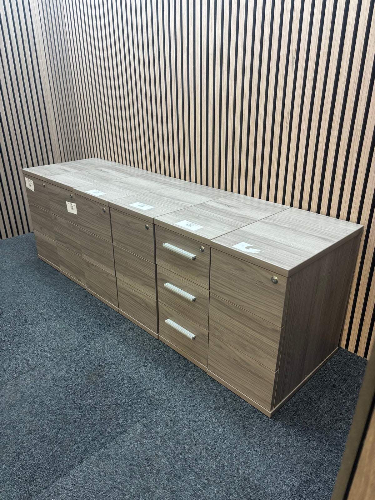 Mobile 3 drawer slim under desk pedestal on castors