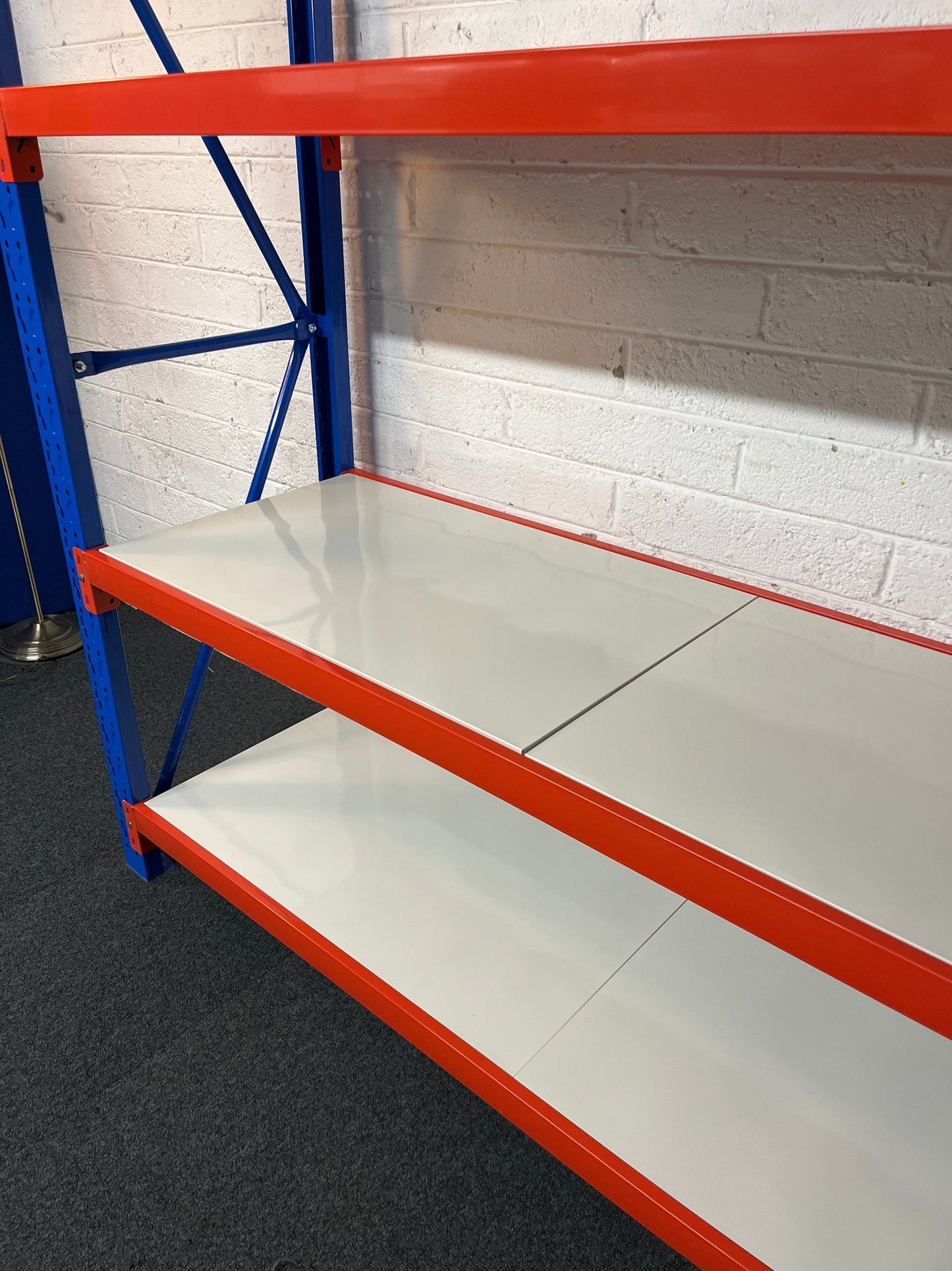 NEW All Metal HEAVY DUTY longspan racking 2000Hx2000Lx600D to include 2 no. upright, 4 no. shelf positions with metal shelves