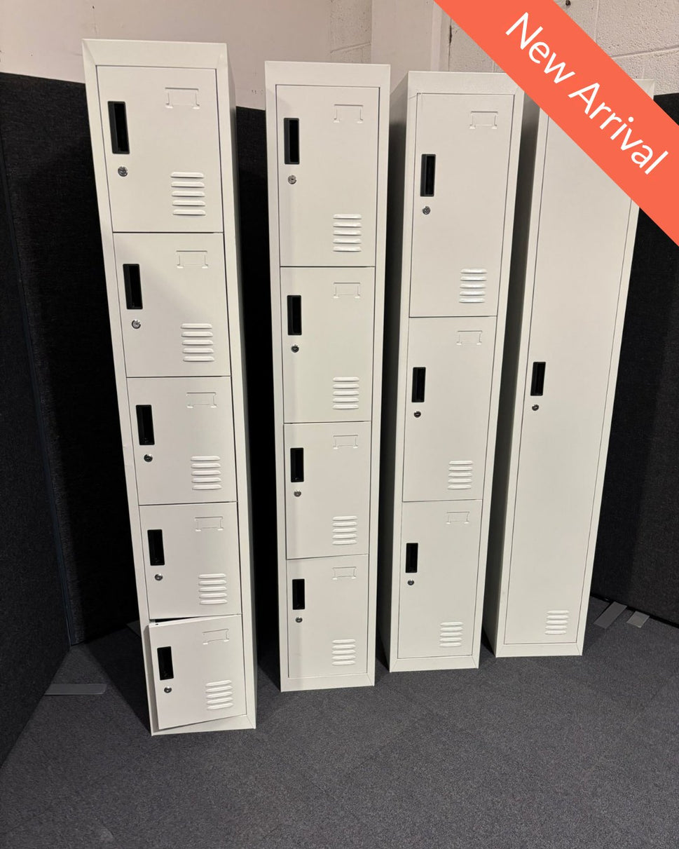 NEW Grey metal 3 door personal locker cw keys ( H 180 x W 30 x D 45 cm)