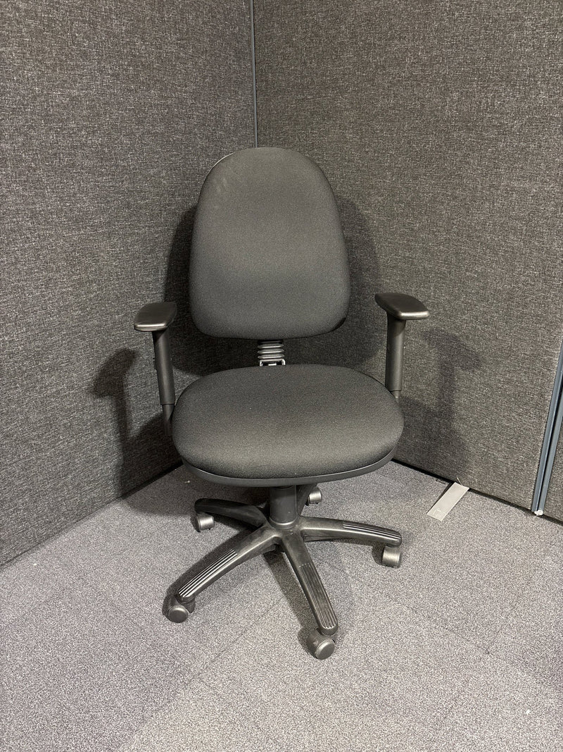 Black fabric BA900 high back swivel with fixed loop arms