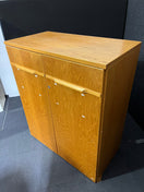 Solid oak 2 door storage unit (H 120 x W 100 x D 53 cm)