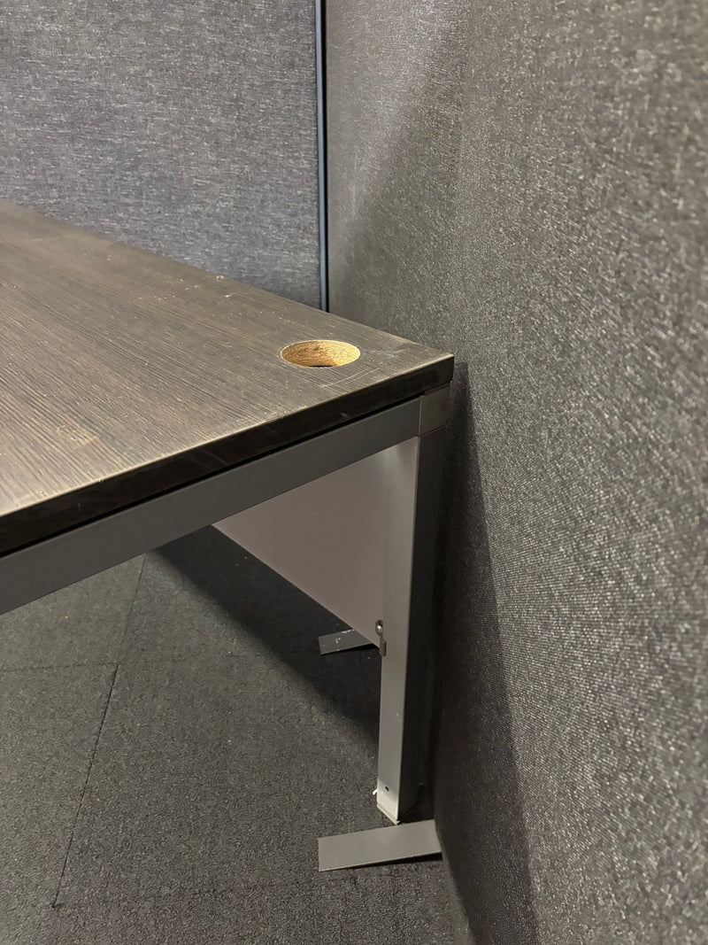 Dark wood 1600*800 metal framed second hand straight desk