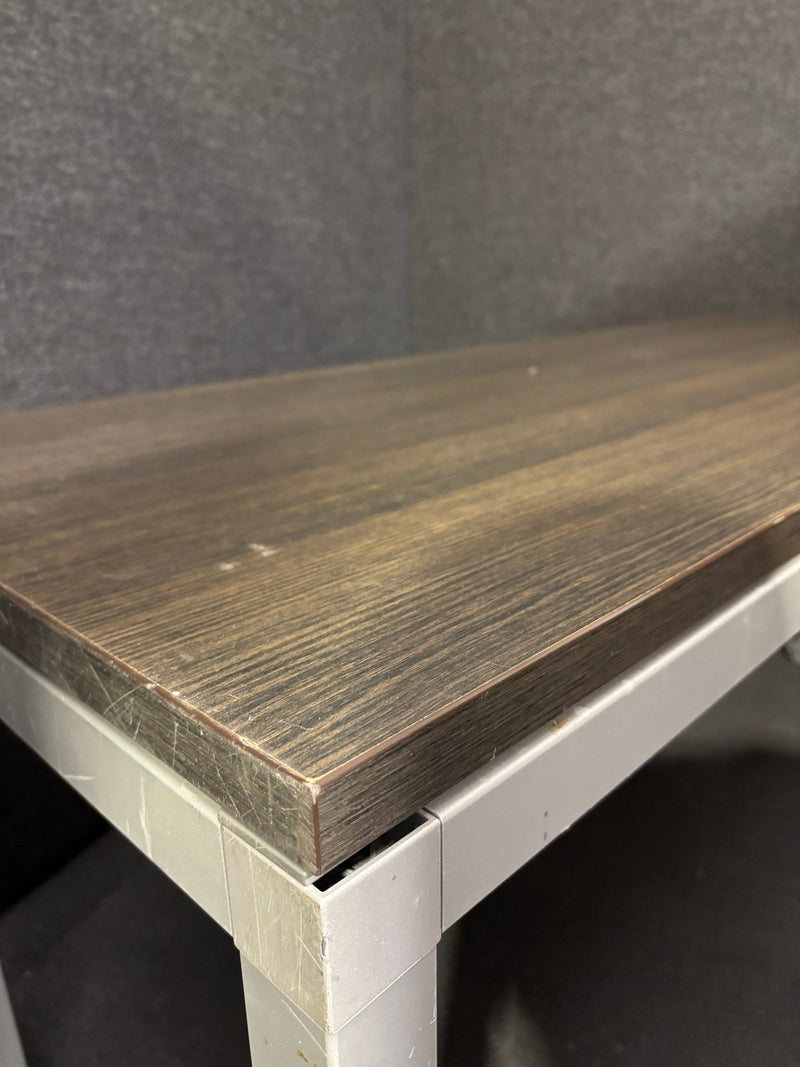 Dark wood 1600*600 metal framed second hand straight desk