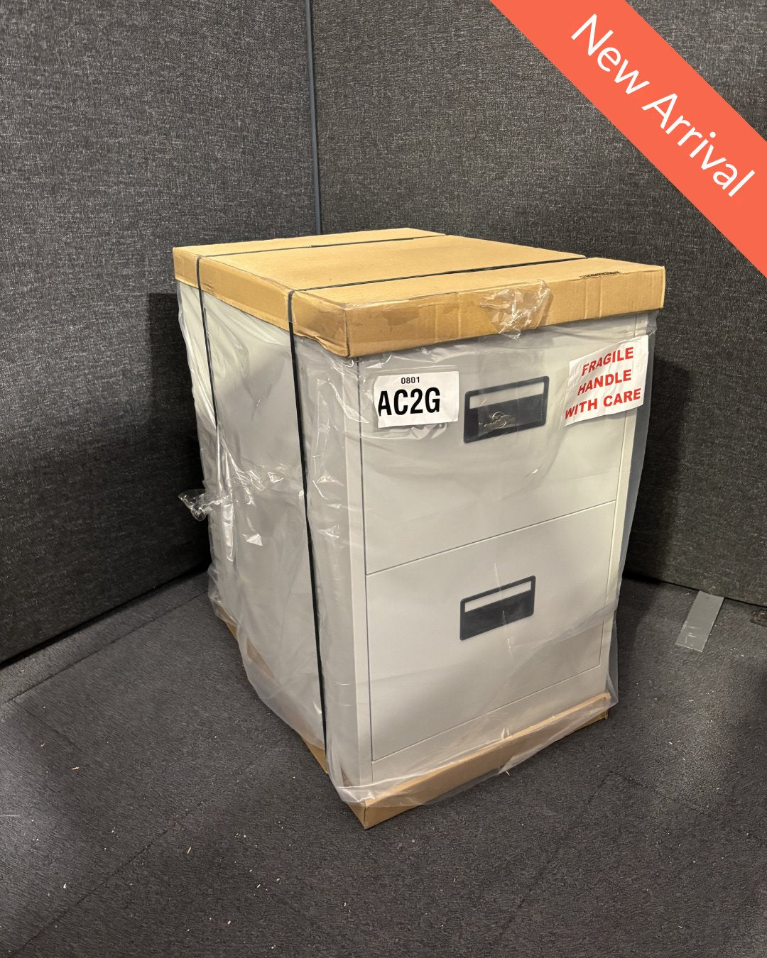 NEW AC2G 2 drawer filing cabinet in grey metal with keys H73X46wx62D. BRAND NEW PRICE INC VAT AT 23%