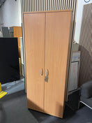 Tall 2 door  beech laminate storage with 4 shelves 2000H x 800W x 400D