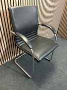 Switch Black second hand leather boardroom chair with cantilever frame 3 image