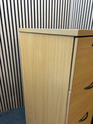 Beech 4 drawer tall wooden filing cabinet