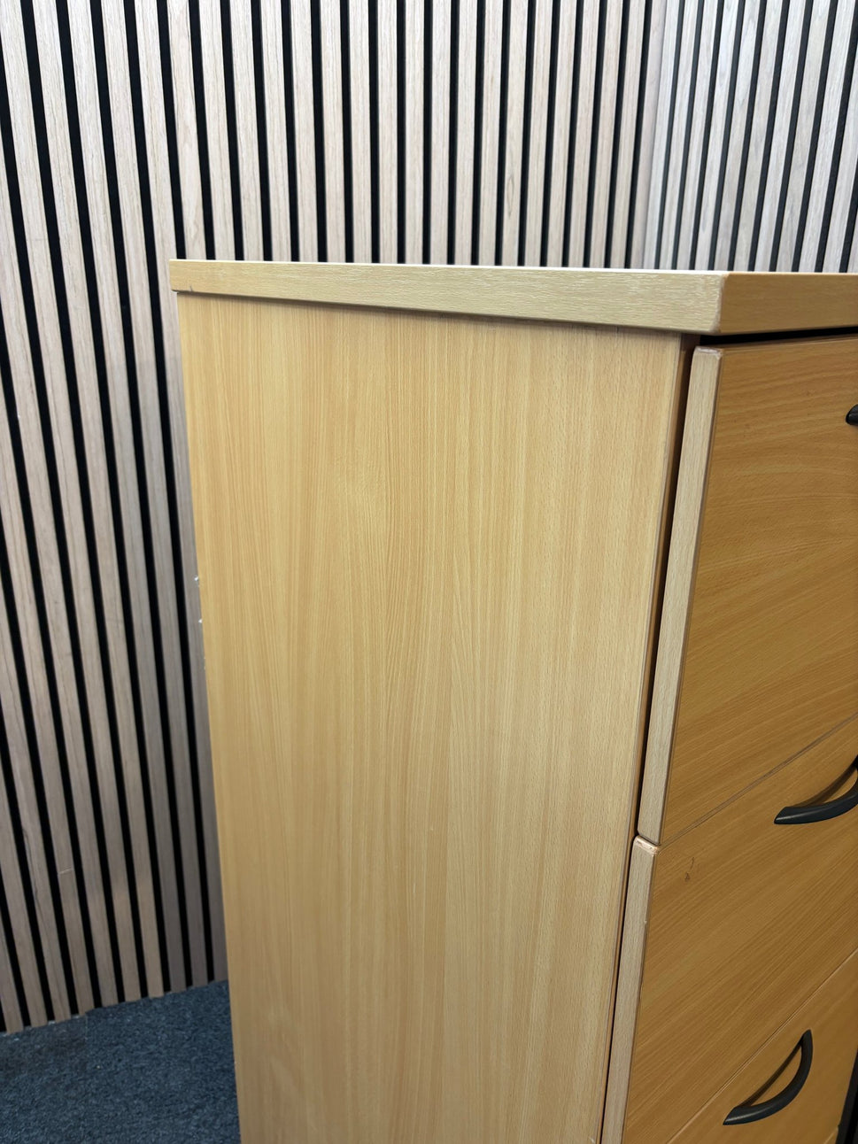 Beech 4 drawer tall wooden filing cabinet
