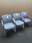 Light blue fabric solid metal framed meeting chair with arms