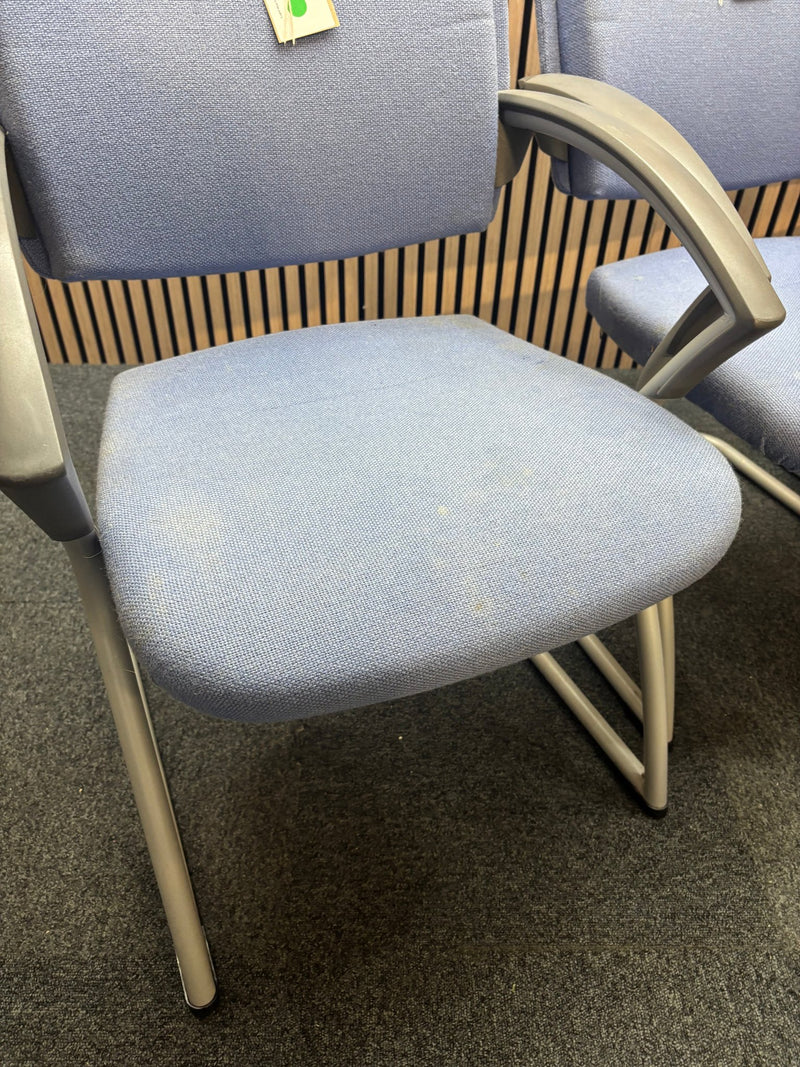 Light blue fabric solid metal framed meeting chair with arms - image 2