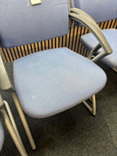 Light blue fabric solid metal framed meeting chair with arms