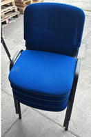 Blue Fabric Stacking Chair With Black Metal Frame Second Hand Grade A/B