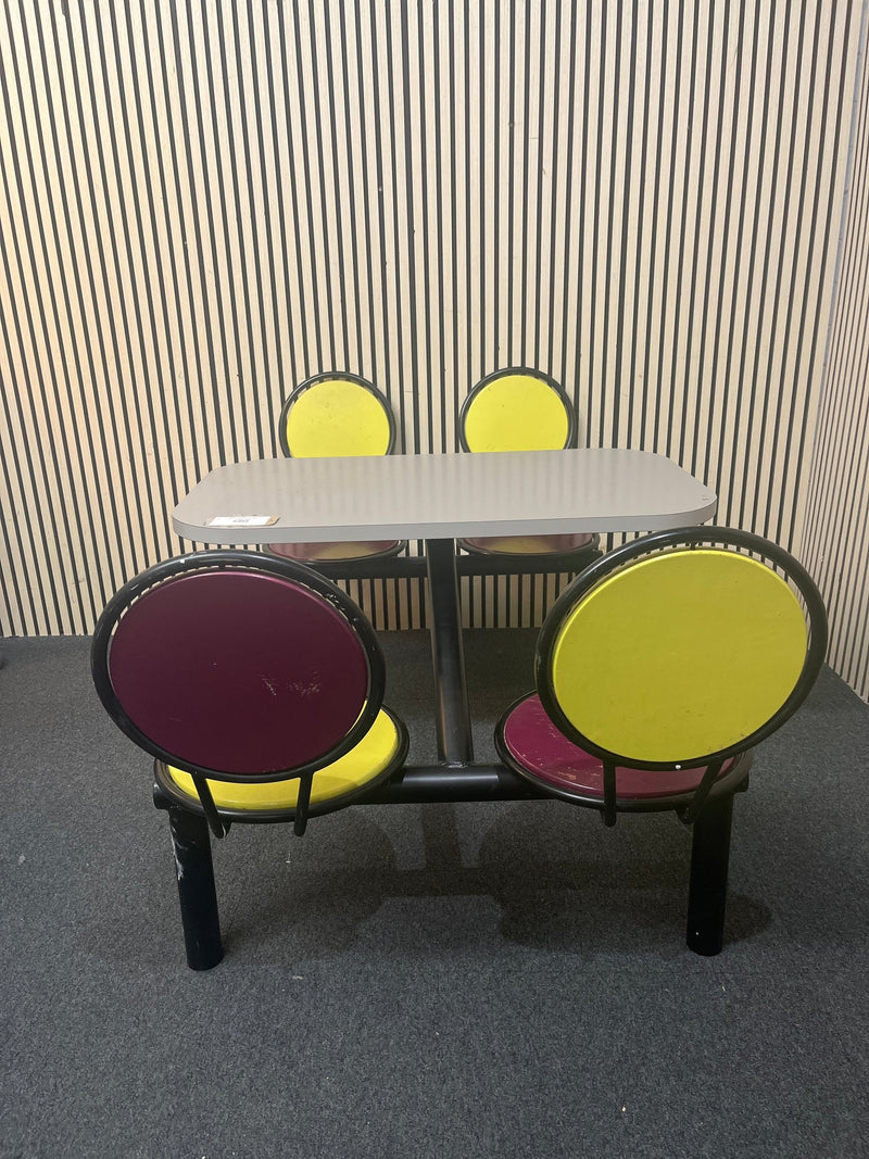 Solid black metal framed mixed colour plastic cafeteria seating (H 73 x W 104 x D 60 cm) J3860 - image 2