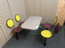 Solid black metal framed mixed colour plastic cafeteria seating (H 73 x W 104 x D 60 cm) J3860