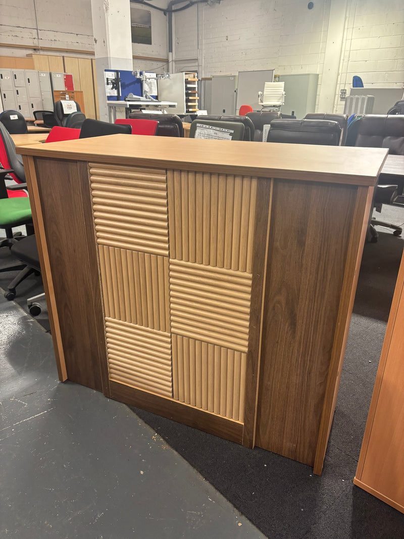 Beech and walnut reception reception counter (H 104 x W 120 x D 61 cm)  J3908 - image 1
