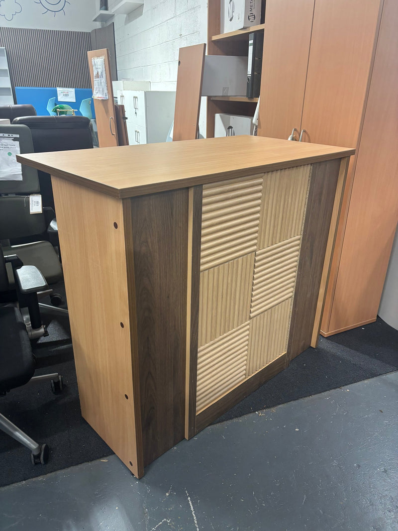 Beech and walnut reception reception counter (H 104 x W 120 x D 61 cm)  J3908 - image 2
